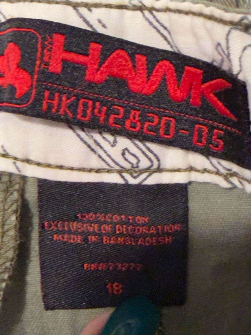 Tony Hawk Olive Green Checker Cargo Shorts - Picture 7 of 7